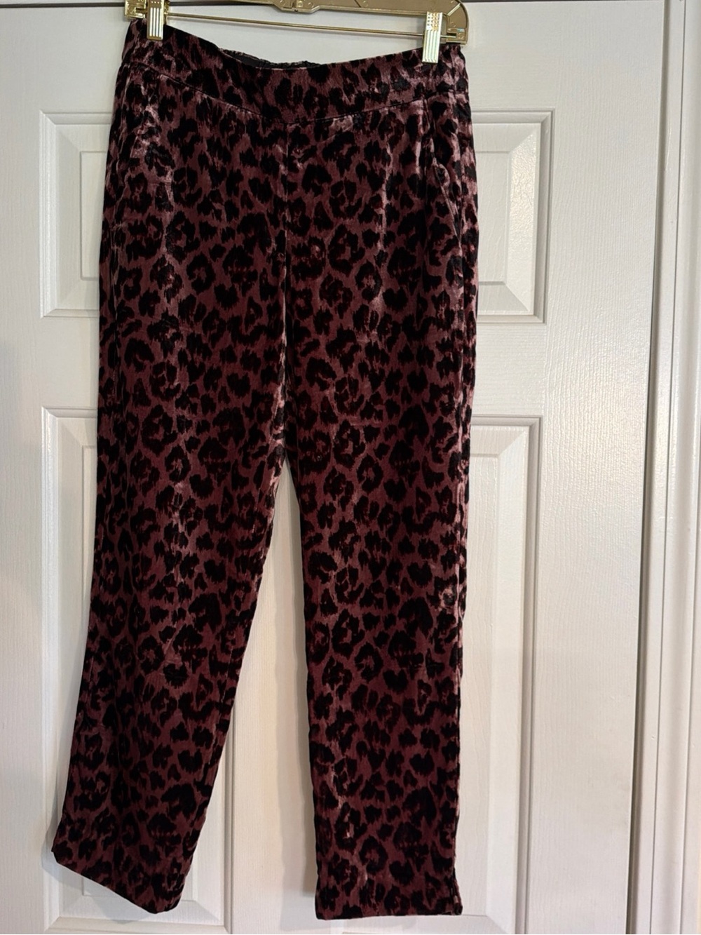 J Crew Velvet Leopard Print Stretch Pants Size 2